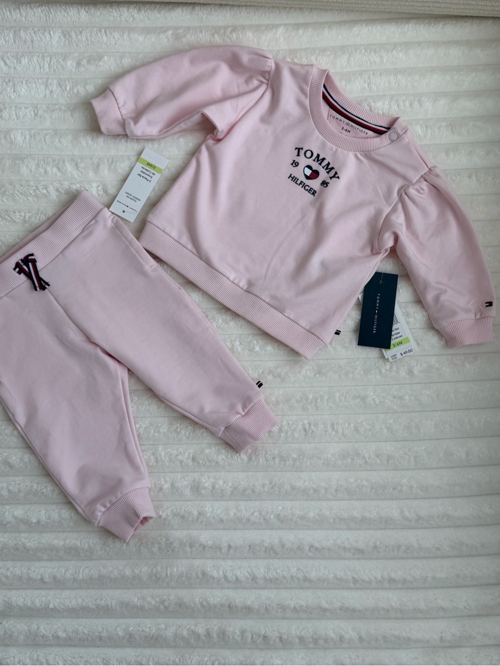 Tommy Hilfiger Light Pink Girls' Pajama Set with Logo Sweatshirt & Joggers